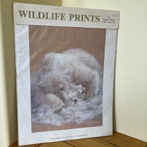 Polar Bear & Cubs Art Print J Sharkey Thomas Vintage 70s Wildlife Pepper House